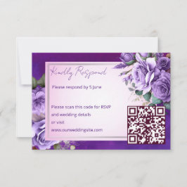 Cartão RSVP Casamento elegante de rosas rosa púrpura
