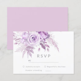 Cartão RSVP Casamento Elegante de Rosas Roxos Encantados