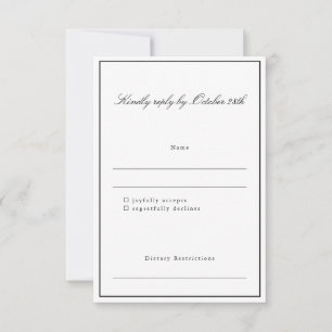 Cartão RSVP Casamento Elegante de Script de Fronteira Clássica