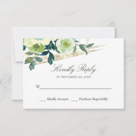 Cartão RSVP Casamento Elegante De Turquesa Dourada De Marfim F