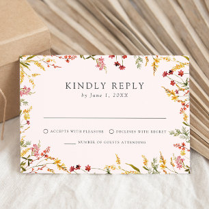 Cartão RSVP Casamento Elegante de Verão com Flores Silvestres 