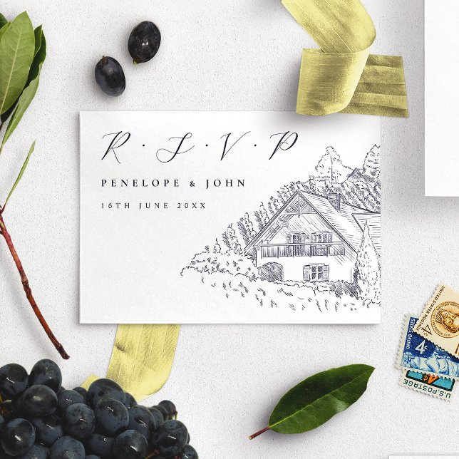 Cartão RSVP Casamento Elegante De Vineyard Italiano Clássico (Classic Script Italian Vineyard Elegant Wedding RSVP Card)