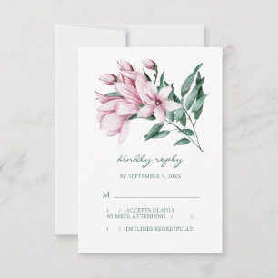 Cartão RSVP Casamento Elegante de Watercolor Magnolia Eucalypt