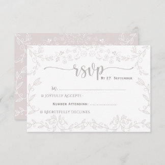 Cartão RSVP Casamento Elegante design de rosa claro floral de