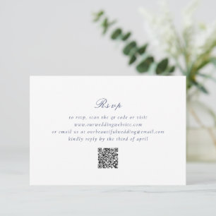 Cartão RSVP Casamento elegante do código QR azul de Marinho li