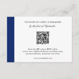 Cartão RSVP Casamento elegante do Código QR Azul do Marinho Mo