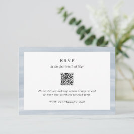 Cartão RSVP Casamento elegante do Código QR Azul Mudado para o