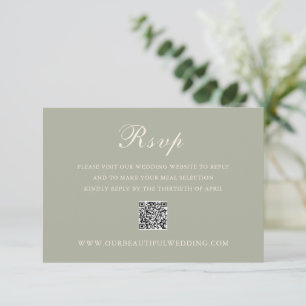 Cartão RSVP Casamento Elegante do Código QR Verde Clássico Mut