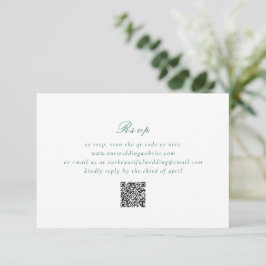 Cartão RSVP Casamento elegante do Código QR Verde Emerald