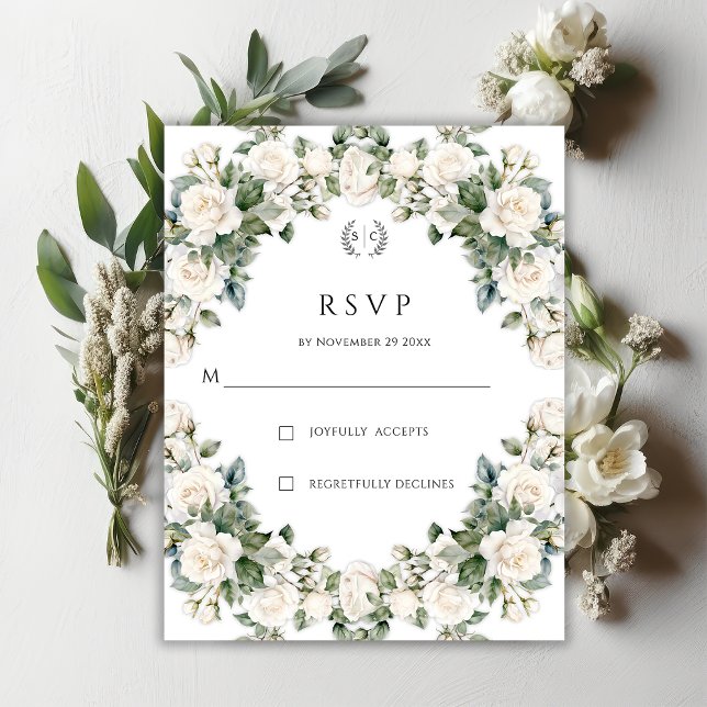 Cartão RSVP Casamento Elegante do Jardim de Rosa (Criador carregado)
