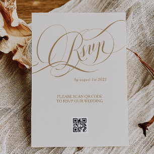 Cartão RSVP Casamento Elegante Dourado Neutro Romântico