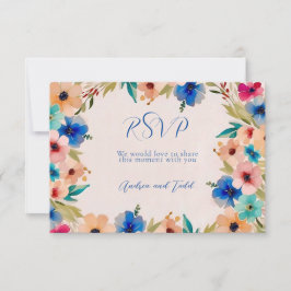 Cartão RSVP casamento elegante e abstrato