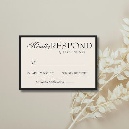 Cartão RSVP Casamento Elegante e Atemporal com Dinheiro Antigo