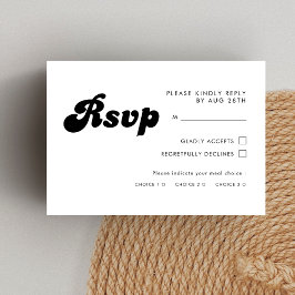 Cartão RSVP Casamento Elegante e Retrô em Preto e Branco