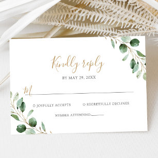 Cartão RSVP Casamento Elegante Eucalyptus Greenery