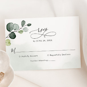Cartão RSVP Casamento Elegante Eucalyptus Greenery