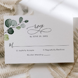 Cartão RSVP Casamento Elegante Eucalyptus Greenery