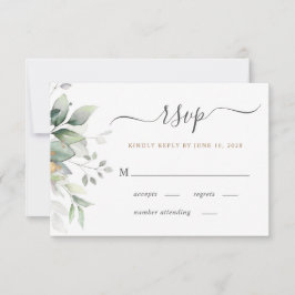 Cartão RSVP Casamento Elegante Eucalyptus Watercolor Greenery