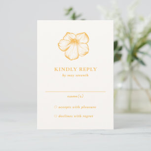 Cartão RSVP Casamento Elegante Floral Amarelo-Manteiga Moderno