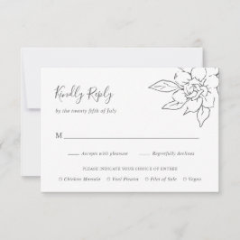 Cartão RSVP Casamento Elegante Floral de Arte Neutral
