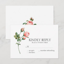 Cartão RSVP Casamento Elegante Floral de Rosa Rosa Rosa-Rosa-R