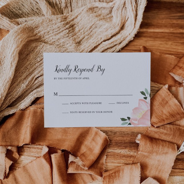 Cartão RSVP Casamento Elegante Floral Floral Cor-de-Água Rosa (Criador carregado)