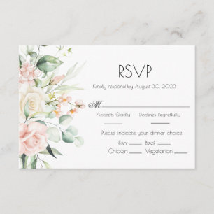 Cartão RSVP Casamento Elegante Floral Floral de Cor de Água Ro
