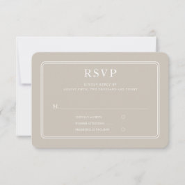 Cartão RSVP Casamento Elegante Formal Bege