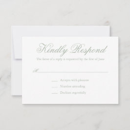 Cartão RSVP Casamento Elegante Formal Verde de Sage Tradiciona