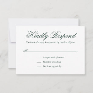 Cartão RSVP Casamento Elegante Formal Verde Florestal Tradicio