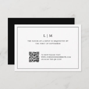 Cartão RSVP Casamento Elegante Lauren Black and White Monogram