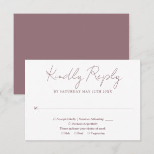 Cartão RSVP Casamento Elegante Mauve Minimalista Moderno
