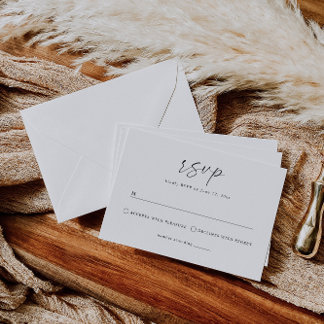 Cartão RSVP Casamento Elegante Minimalista