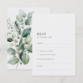 Cartão RSVP Casamento Elegante Minimalista com Verduras de Euc