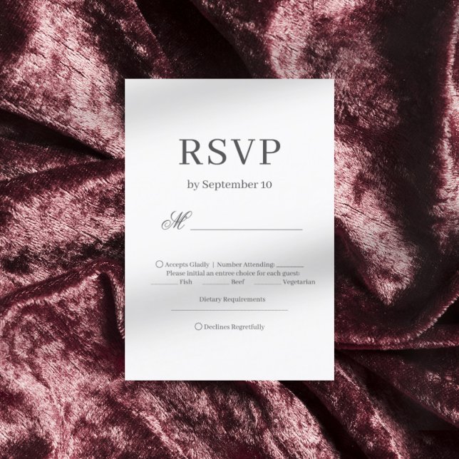 Cartão RSVP Casamento elegante minimalista da cinza escura (Criador carregado)