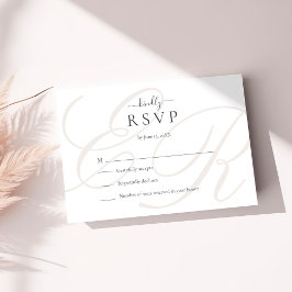 Cartão RSVP Casamento Elegante Minimalista do Monograma de Bei