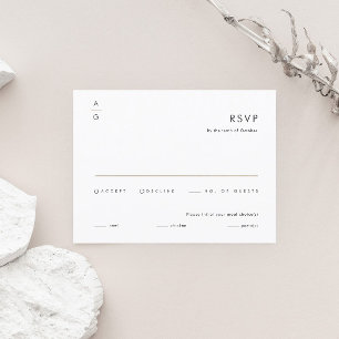 Cartão RSVP Casamento Elegante Minimalista Moderno Preto e Bra
