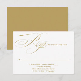 Cartão RSVP Casamento Elegante Moderno Chic Rosto Dourado
