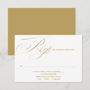 Cartão RSVP Casamento Elegante Moderno Chic Rosto Dourado
