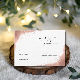 Cartão RSVP Casamento Elegante Moderno com Glitter Dourado ros