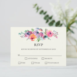 Cartão RSVP Casamento Elegante Moderno das Flores de Água Simp
