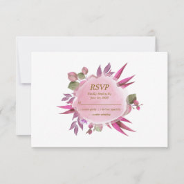 Cartão RSVP Casamento Elegante Moderno e Moderno Floral Dourad