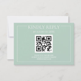 Cartão RSVP Casamento Elegante Moderno em Verde Pastel