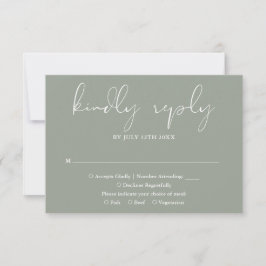 Cartão RSVP Casamento Elegante Moderno em Verde Sage