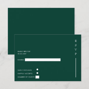 Cartão RSVP Casamento Elegante Moderno Emerald Green