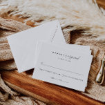 Cartão RSVP Casamento Elegante, Moderno Minimalista<br><div class="desc">Esta é uma modelo de placa RSVP minimalista moderna com uma bela fonte caligráfica e um simples e elegante emparelhamento de fontes. Edite a maioria dos textos e todas as cores. A palavra "REPLY" não é editável, mas as cores podem ser alteradas. // Para itens correspondentes, visite a coleção "ALICE"...</div>