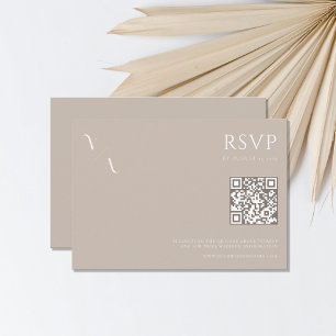 Cartão RSVP Casamento Elegante Moderno Minimalista de Taupe