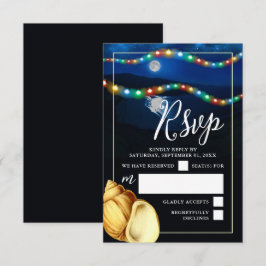 Cartão RSVP Casamento Elegante Moonlit Beach