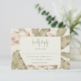 Cartão RSVP Casamento Elegante na Praia Tropical