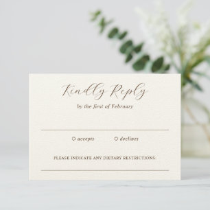 Cartão RSVP Casamento Elegante Neutro Tradicional Terrestre